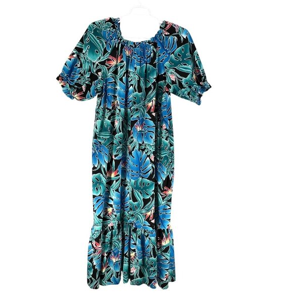 80s Hilo Hattie Womens 3X Hawaiian Maxi Dress Tropical Ruffle Hem Luau Vacation - Picture 12 of 16